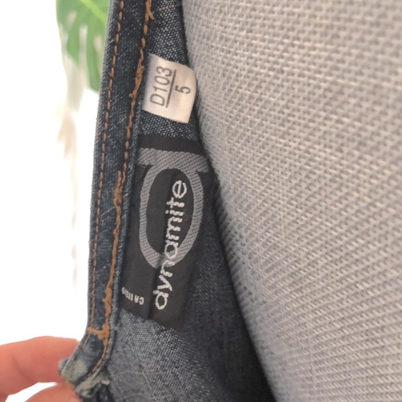 Dynamite slim fit jean dress with ruffle skirt. - Picture 6 of 6